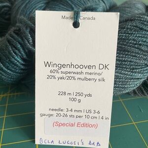 2 skeins Indigodragonfly Wingenhooven DK yarn